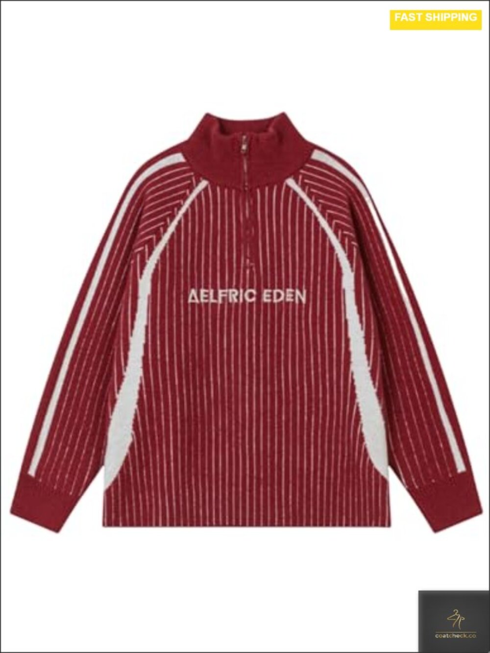 Women's Vintage Striped Quarter Zip Knit Pullover Sweater Y2K Drop Shoulder